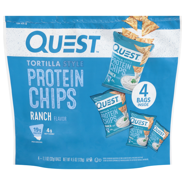 Quest Gluten Free Ranch 19g Tortilla Style Protein Chips - 4 ct