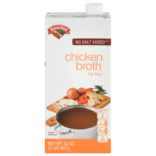 Hannaford No Salt Added Fat Free Chicken Broth