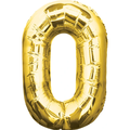 Shape Number 0 Gold Helium-Filled Balloon