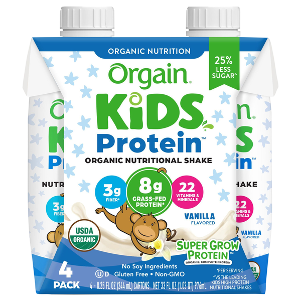 Orgain Kids Organic Vanilla Protein Nutritional Shakes - 4 pk