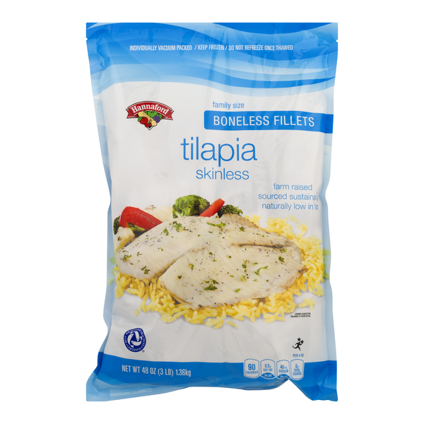 Hannaford Farm Raised Boneless Skinless Tilapia Fillets Family Size Frozen