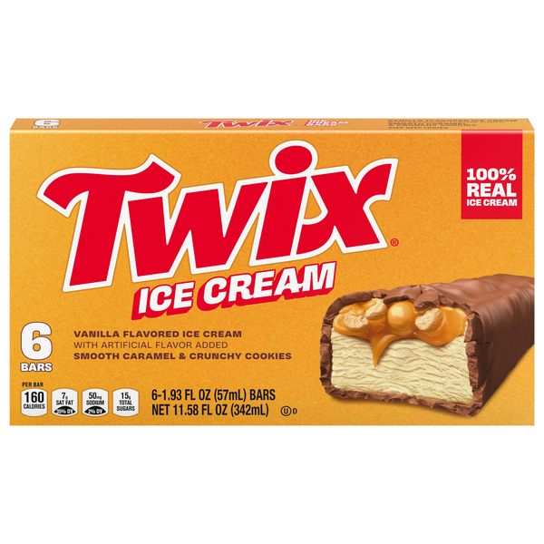Twix Vanilla Caramel Cookie Ice Cream Bars - 6 ct