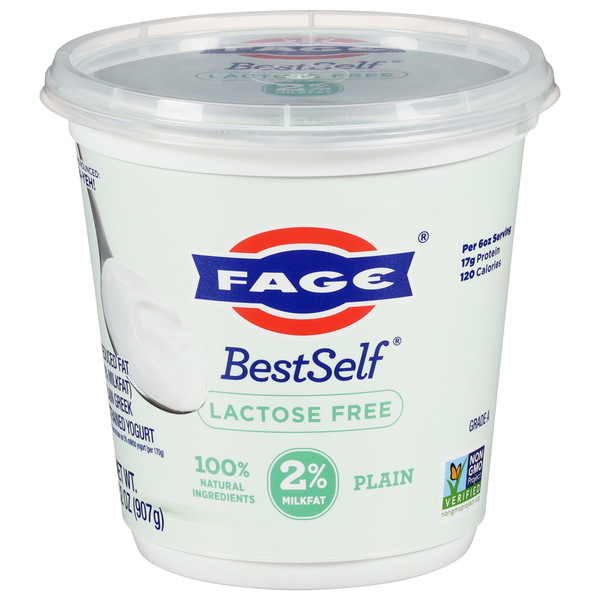 FAGE BestSelf Lactose Free Reduced Fat Plain Strained Greek Yogurt