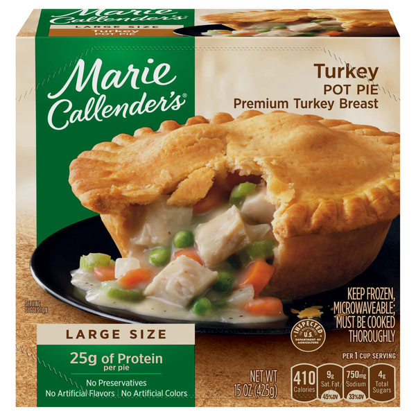 Marie Callender's Turkey Pot Pie Large Size 25g Protein Frozen Meal