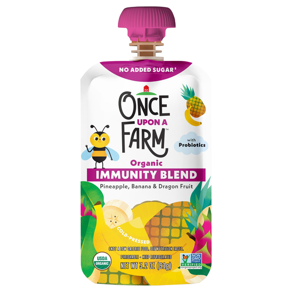 Once Upon a Farm Organic Immunity Blend Pineapple Banana Dragonfruit Pouch