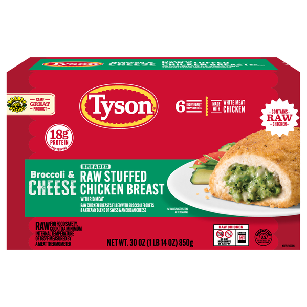 Tyson Raw Breaded & Stuffed Chicken Broccoli & Cheese - 6 ct Frozen