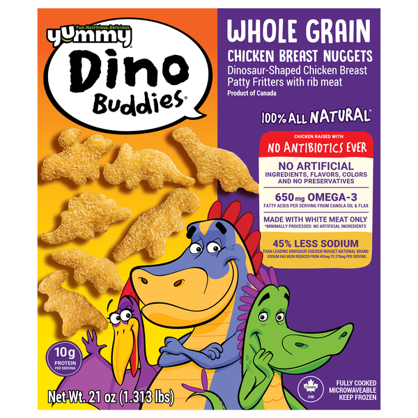 Yummy Dino Buddies Dinosaur Whole Grain Breaded Chicken Breast Nuggets