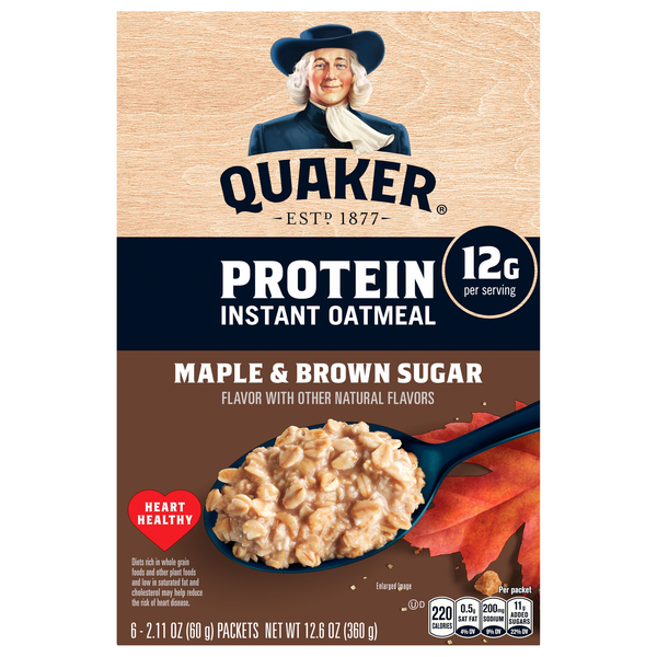 Quaker Maple & Brown Sugar Protein Instant Oatmeal - 6 ct
