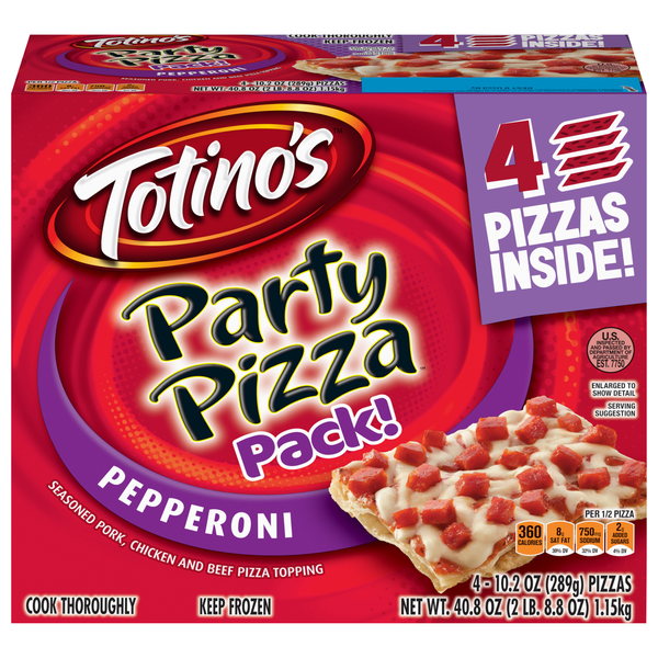 Totino's Pepperoni Party Pack Pizza Frozen - 4 ct