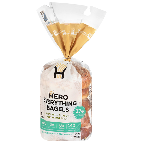 Hero Everything Plain Bagels - 5ct