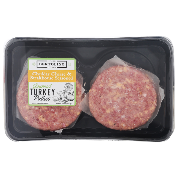 Bertolino Foods Cheddar Cheese & Steakhouse Seasoned Turkey Patties - 4 ct