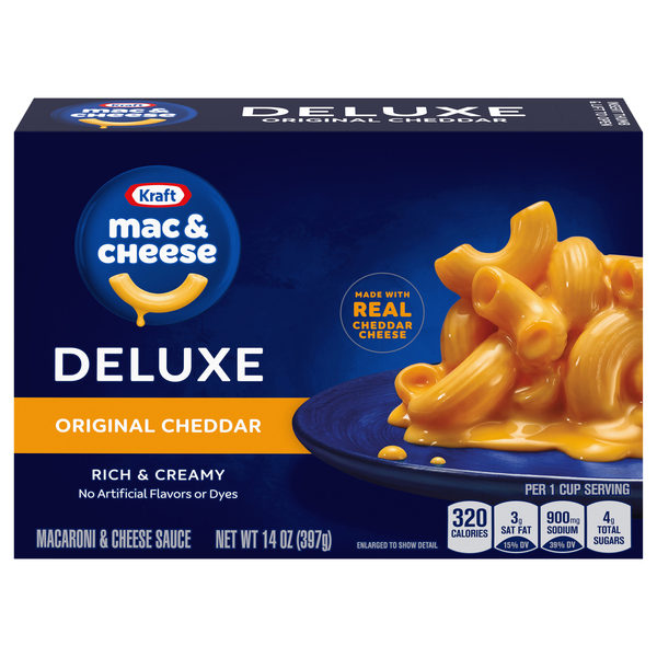Save on Kraft Deluxe Original Cheddar Mac & Cheese Dinner Order Online