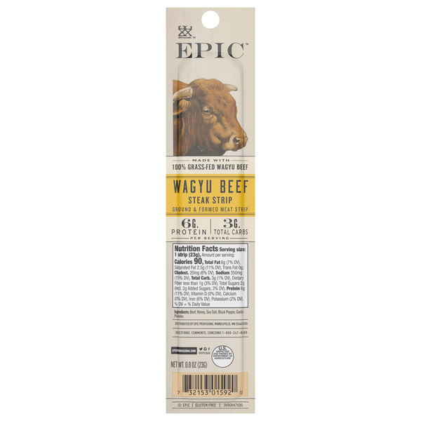 EPIC 100% Grass-Fed Wagyu 6g Protein Beef Steak Strip