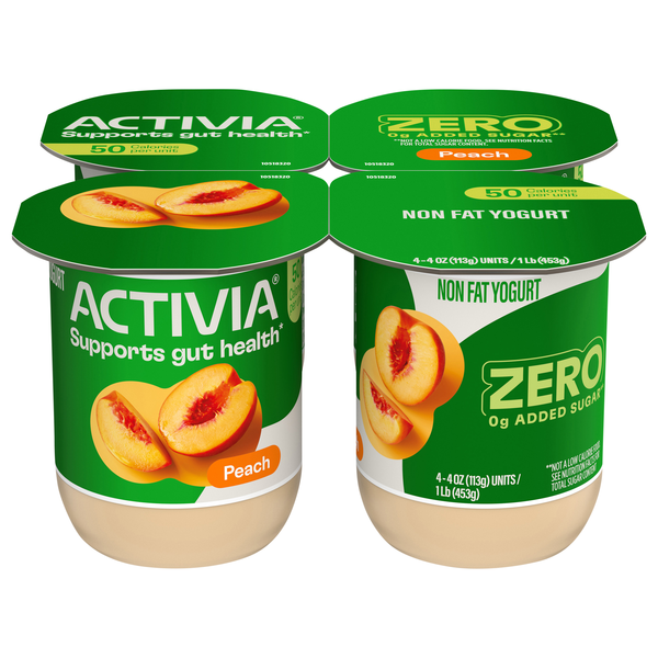 Activia Non Fat Peach Yogurt Cups - 4 ct
