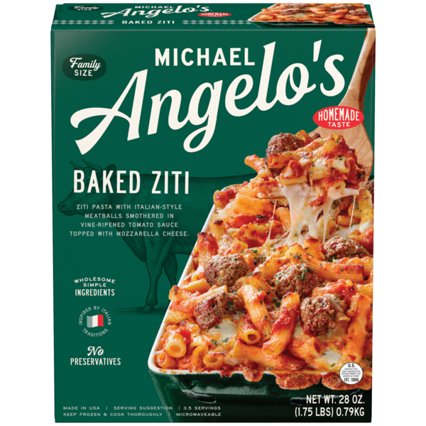 Michael Angelo's Baked Ziti with Meatballs Family Size Frozen Meal
