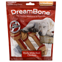 DreamBone Vegetable & Chicken Rawhide Free Medium Dog Chews - 4 ct