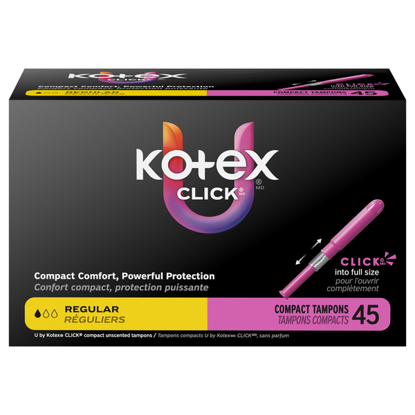 U by Kotex Click Unscented Regular Compact Tampons