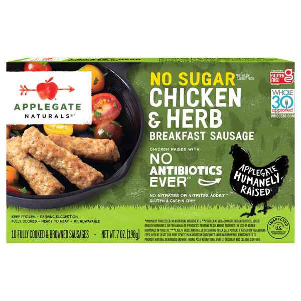Applegate Naturals No Sugar Herb & Chicken Breakfast Sausage Links - 10 ct