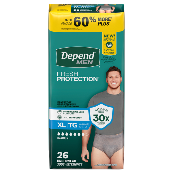 Depend Men's Fresh Protection Incontinence Underwear Maximum Gray XL