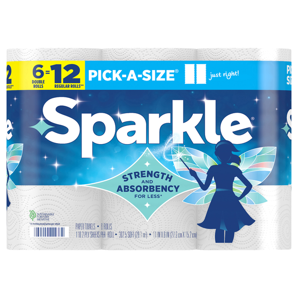 Sparkle Pick-A-Size White Giant Roll 2-Ply Paper Towels - 6 ct