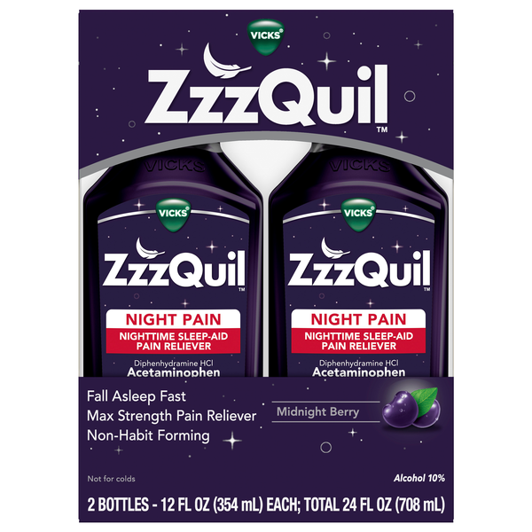 Vick's ZzzQuil Midnight Berry Nighttime Pain Relief Sleep Aid - 2 ct