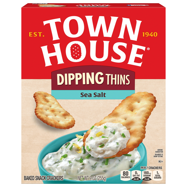 Town House Sea Salt Dipping Thins Baked Snack Crackers