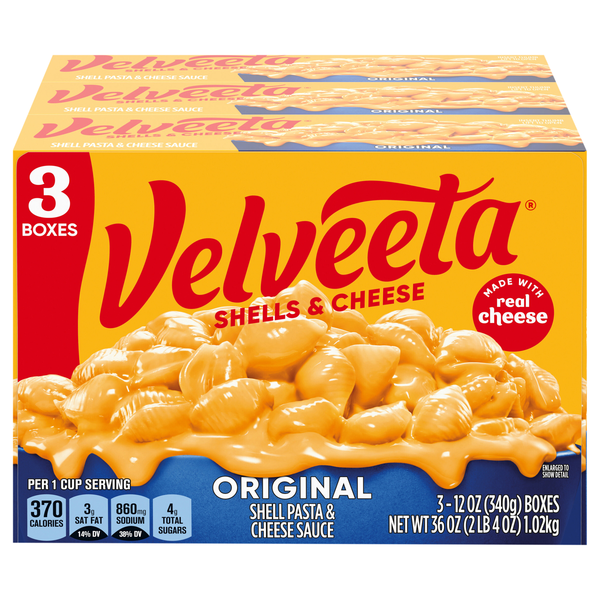 Velveeta Original Shells & Cheese Pasta - 3 ct