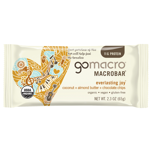 GoMacro Organic Coconut Almond Butter Choc Chips 11g Protein MacroBar