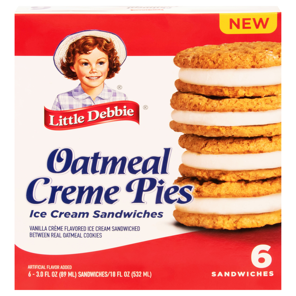 Little Debbie Oatmeal Creme Pies Ice Cream Sandwiches - 6 ct