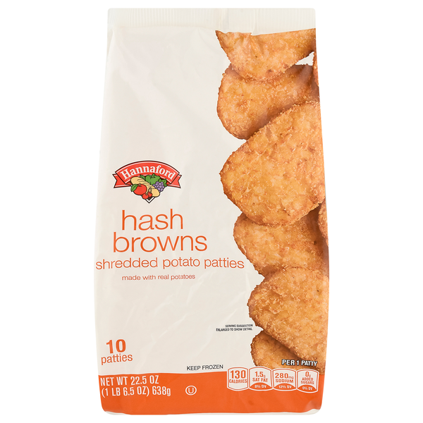 Hannaford Hash Browns Shredded Potato Patties - 10 ct Frozen