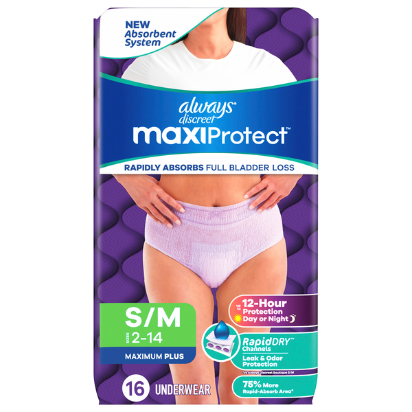 Always Discreet MaxiProtect Women's Incontinence Underwear S/M