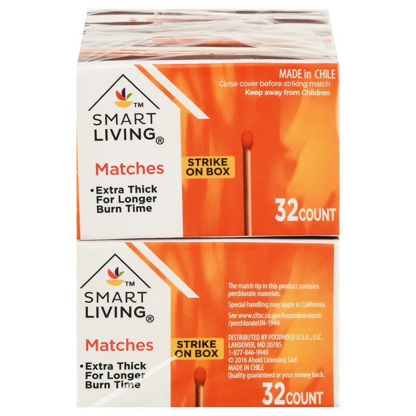 Smart Living Strike on Box Matches 32 ct ea - 10 pk