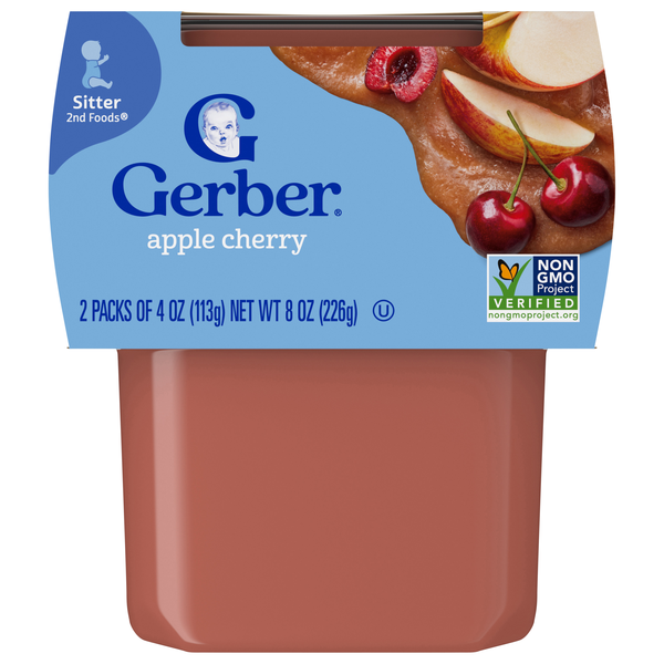 Gerber Natural 2nd Baby Food Apple Cherry - 2 ct