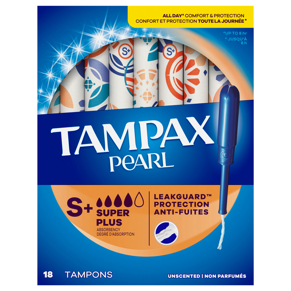 Tampax Pearl Unscented Super Plus Tampons