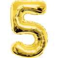 Shape Number 5 Gold Helium-Filled Balloon