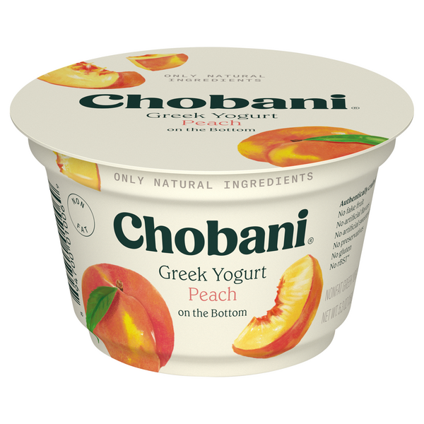 Chobani Non Fat Peach on the Bottom Greek Yogurt Cup