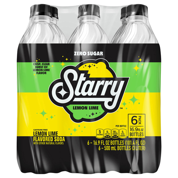 Starry Zero Sugar Lemon Lime Soda - 6 pk