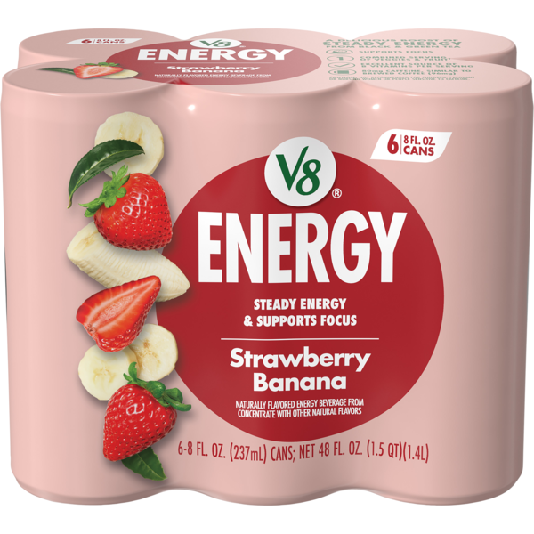 V8 +Energy Strawberry Banana Flavored Beverage - 6 pk