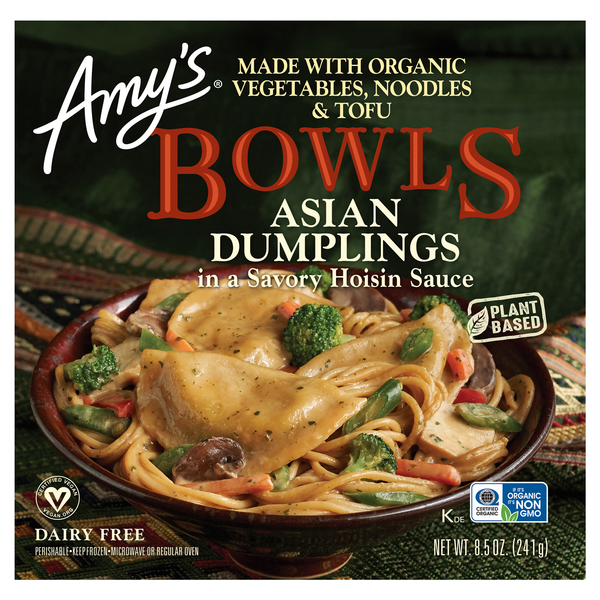 Amy's Bowls Organic Asian Dumplings w/Hoisin Sauce Plant-Based Frozen Meal
