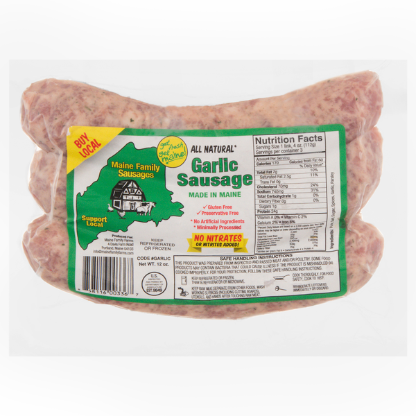 Maine Family Farms All Natural Garlic Sausage - 3 ct