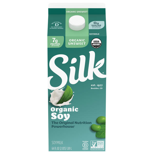 Silk Organic Unsweetened Soymilk Refrigerated