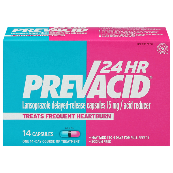 Prevacid 24HR Acid Reducer Lansoprazole Delayed Release Capsules 15 mg