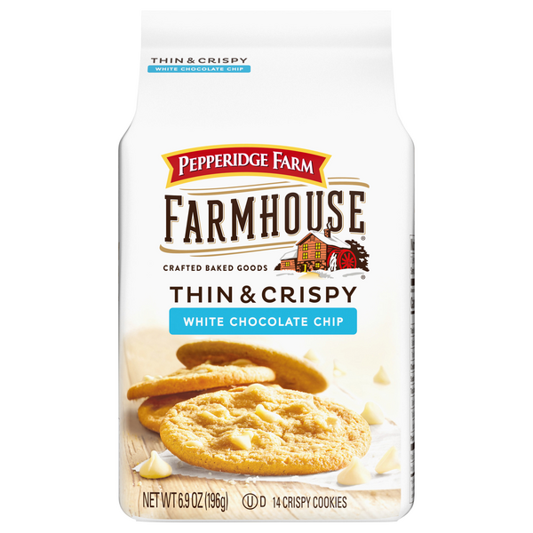 Save on Pepperidge Farm Farmhouse Thin & Crispy Cookies White Chocolate