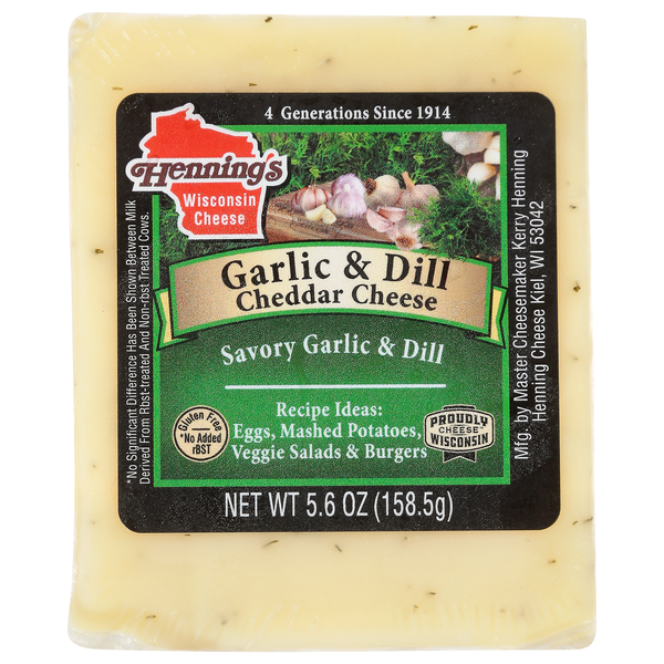 Henning's Wisconsin Garlic & Dill Cheddar Cheese Block