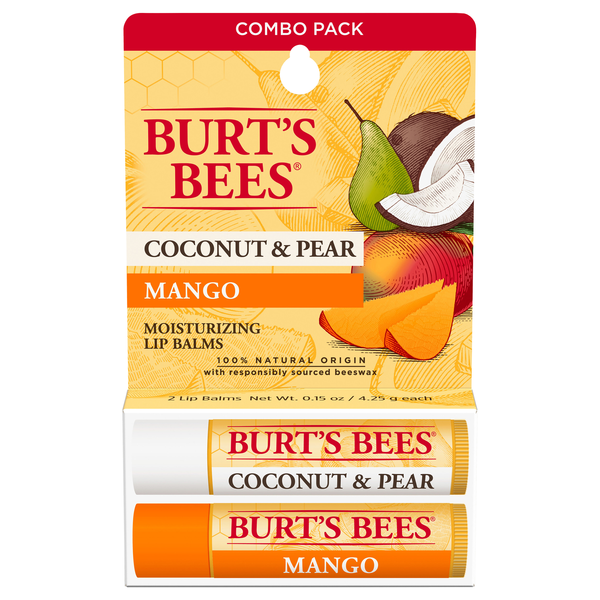 Burt's Bees Coconut & Pear/Mango Moisturizing Lip Balms - 2 ct