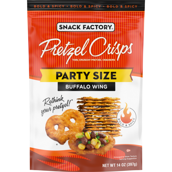 Snack Factory Buffalo Wing Flavored Pretzel Crisps Party Size