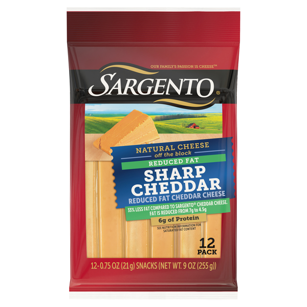 Sargento Natural Reduced Fat Sharp Cheddar Cheese Sticks - 12 ct