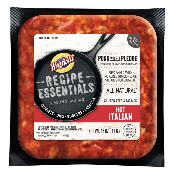 Save on Hatfield Recipe Essentials Hot Italian Ground Sausage