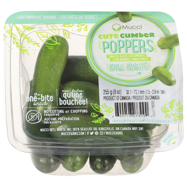 Mucci Farms CuteCumber Poppers Snack-Sized Cucumbers