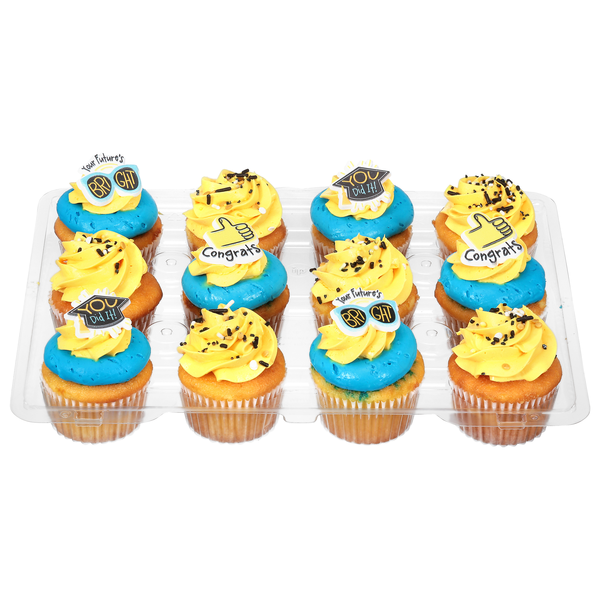 Food Lion Bakery Graduation Yellow Cupcakes w/Trad Vanilla Icing - 12 ct